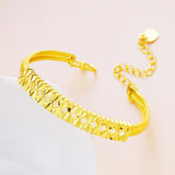 European Woman Wedding Gift Geometric Lines 24KT Bangles Bracelets