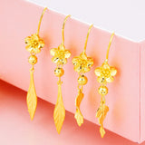 European Woman Girl Party Wedding Gift Flowers Leaves 18KT Drop Earrings