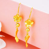 European Woman Girl Party Wedding Gift Flowers Leaves 18KT Drop Earrings