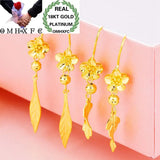 European Woman Girl Party Wedding Gift Flowers Leaves 18KT Drop Earrings
