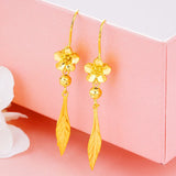 European Woman Girl Party Wedding Gift Flowers Leaves 18KT Drop Earrings