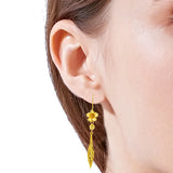 European Woman Girl Party Wedding Gift Flowers Leaves 18KT Drop Earrings