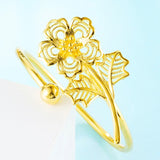 European Woman Hollow Flower 18KT Bangles Bracelets