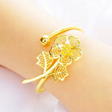 European Woman Hollow Flower 18KT Bangles Bracelets