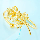European Woman Hollow Flower 18KT Bangles Bracelets