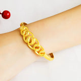 European Wedding Gift Hollow Flowers Circles Heart 24KT Bracelets