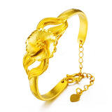 European Wedding Gift Hollow Flowers Circles Heart 24KT Bracelets