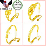 European Wedding Gift Hollow Flowers Circles Heart 24KT Bracelets
