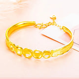 European Wedding Gift Hollow Flowers Circles Heart 24KT Bracelets