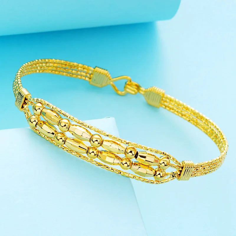 European Woman Girl Party Wedding Knitting Lucky Beads Bangles Bracelets