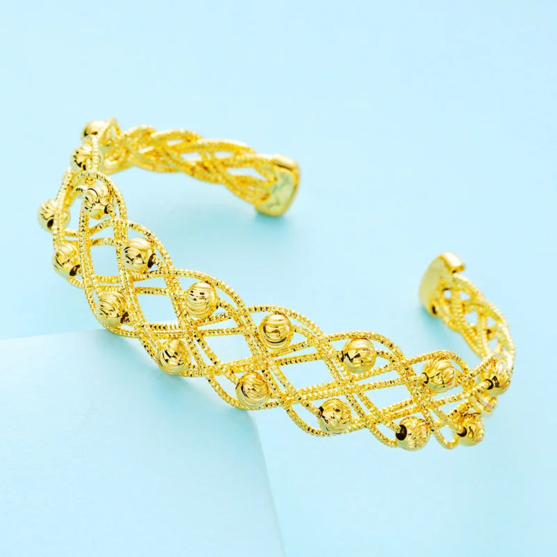 European Woman Girl Lucky Beads Open Bangles Bracelets