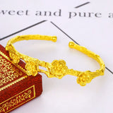 European Plum Blossom 18KT Open Bangles Bracelets BE84
