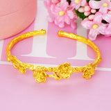 European Plum Blossom 18KT Open Bangles Bracelets BE84