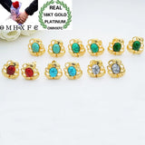 European Woman Girl Party Wedding Gift Red Green Flower Stud Earrings