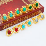 European Woman Girl Party Wedding Gift Red Green Flower Stud Earrings