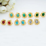 European Woman Girl Party Wedding Gift Red Green Flower Stud Earrings