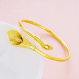 European Rose Leaf Morning Glory 24KT Open Bangles Bracelets