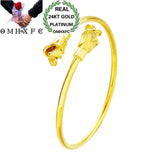 European Rose Leaf Morning Glory 24KT Open Bangles Bracelets