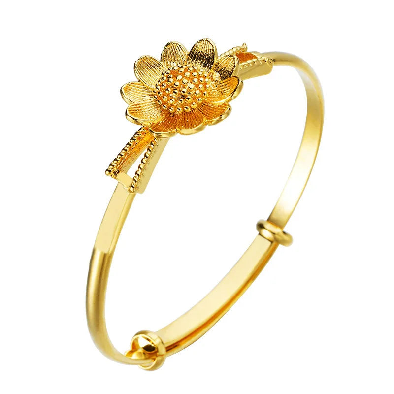 18KT Sun Flower Bangles Bracelets for Wedding Gift