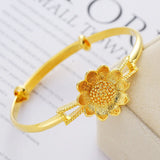 18KT Sun Flower Bangles Bracelets for Wedding Gift