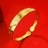 Vintage Flowers 24KT Open Bangles Bracelet