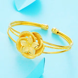 Vintage Flower 24KT Open Bangles Bracelets - BE130