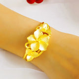 Vintage Flower 24KT Open Bangles Bracelets BE132