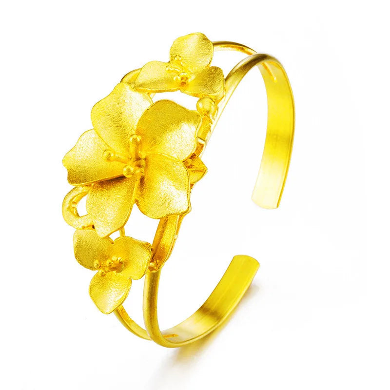 Vintage Flower 24KT Open Bangles Bracelets BE132
