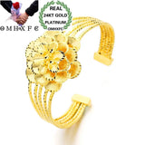 Vintage Flower 24KT Open Bangles Bracelets BE131
