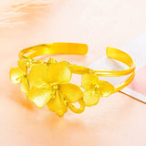 Vintage Flower 24KT Open Bangles Bracelets BE132