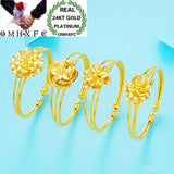 Vintage Flower 24KT Open Bangles Bracelets - BE130