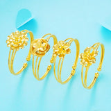 Vintage Flower 24KT Open Bangles Bracelets - BE130