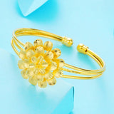 Vintage Flower 24KT Open Bangles Bracelets - BE130