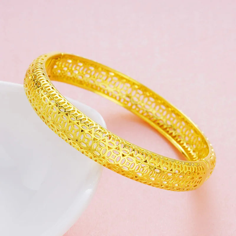 European Woman Vintage Hollow Coin 18KT Bangles BE43