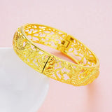 OMHXFC Vintage Hollow Dragon Phoenix 18KT Bangles Bracelets BE44