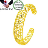 Vintage Hollow Flower 18KT Open Bangles Bracelets BE41