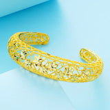 Vintage Hollow Flower 18KT Open Bangles Bracelets BE41