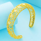 Vintage Hollow Flower 18KT Open Bangles Bracelets BE41