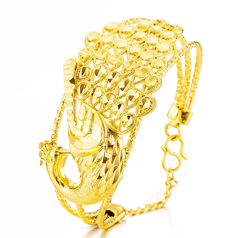 Vintage Hollow Peacock 18KT Bangles Bracelets BE66