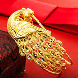 Vintage Hollow Peacock 18KT Bangles Bracelets BE66