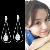 Water Drop Zircon 925 Sterling Silver Stud Earrings ER96