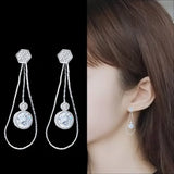 Water Drop Zircon 925 Silver Stud Earrings ER95