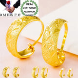 24KT Hoop Earrings ER86 Wide Round European Woman Girl Party Wedding Gift