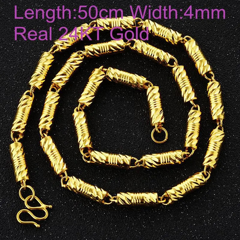 European Woman Man Party Wedding 24KT Chain Necklace