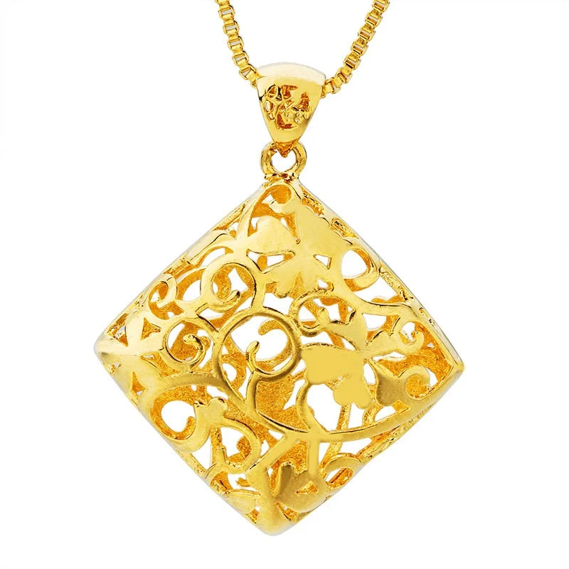 OMHXFC Hollow Rhombus 18KT Charm Pendant PN21