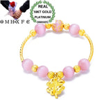European Leaf Pendant Beads Agate 18KT Bracelet