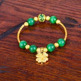 European Leaf Pendant Beads Agate 18KT Bracelet