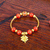 European Leaf Pendant Beads Agate 18KT Bracelet
