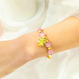 European Leaf Pendant Beads Agate 18KT Bracelet