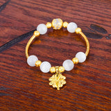 European Leaf Pendant Beads Agate 18KT Bracelet